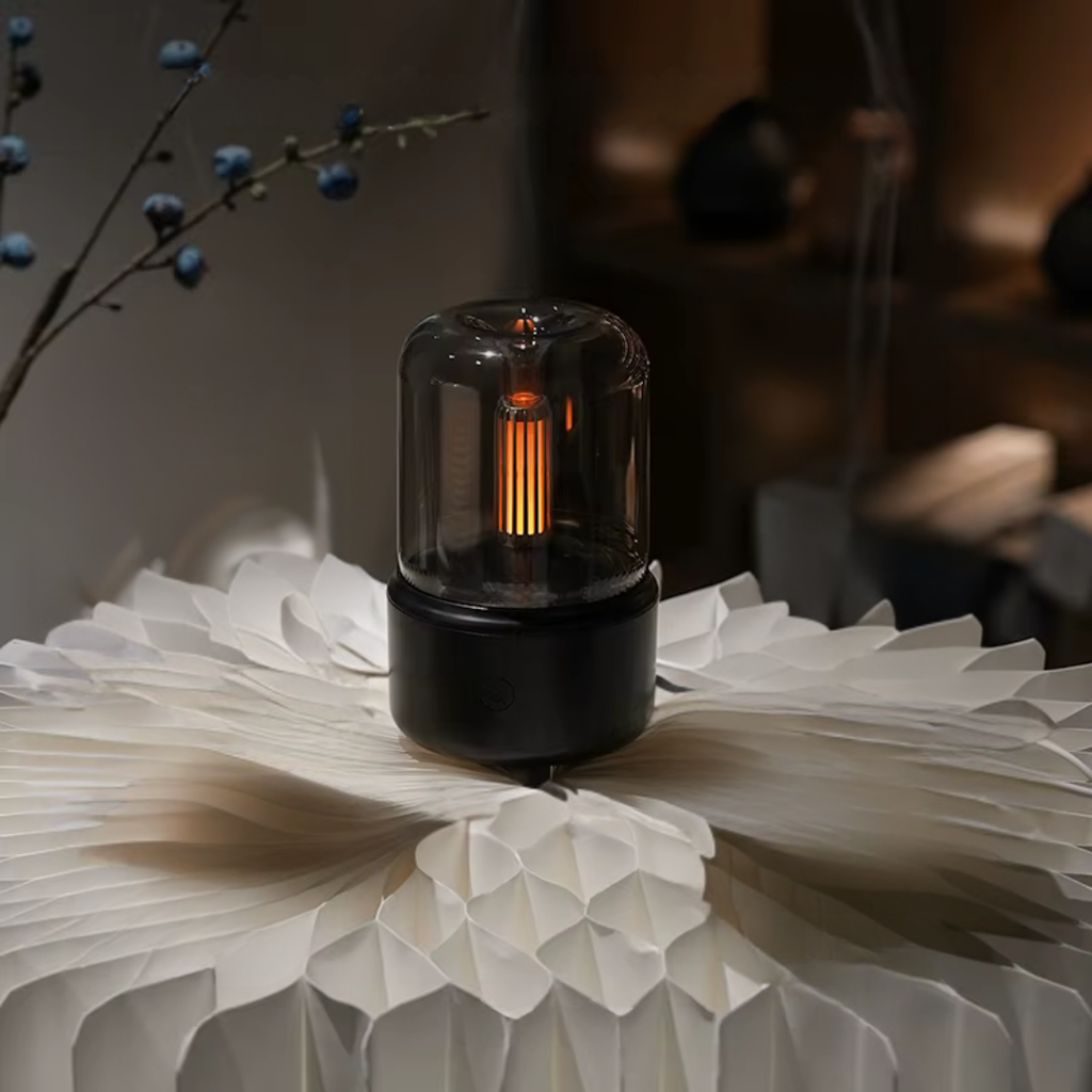 Diffuseur huiles essentielles effet flamme & brume humidificateur 120 ml, 8–12 h | AROMACLOUD