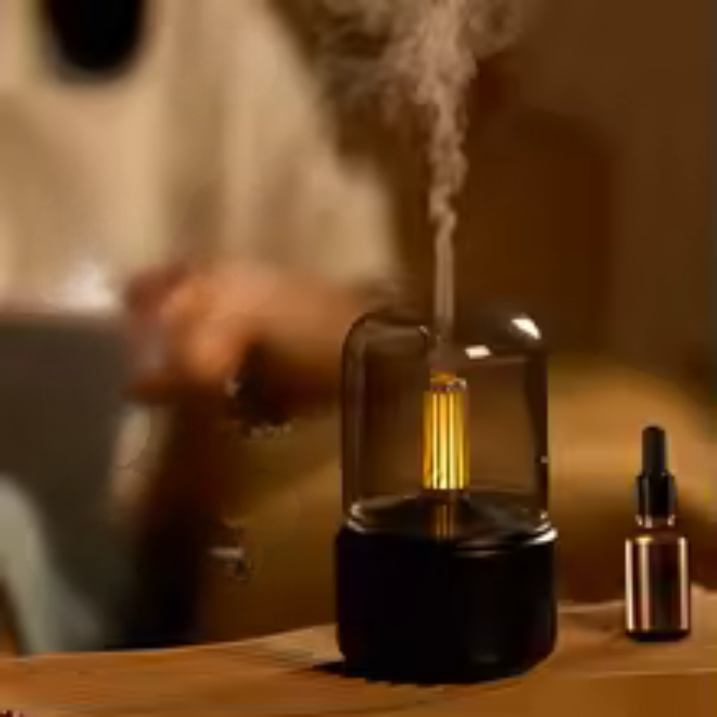Diffuseur huiles essentielles effet flamme & brume humidificateur 120 ml, 8–12 h | AROMACLOUD