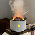 Diffuseur huiles essentielles effet flamme &amp; brume, humidificateur 360 ml, jusqu’à 6 h (Noir/Blanc) | VITALAIR