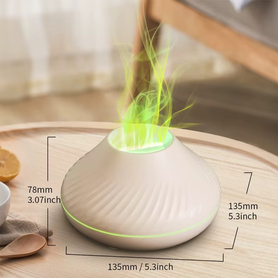 Diffuseur huiles essentielles effet flamme & brume, humidificateur 130 ml, jusqu’à 9 h (Noir/Blanc) | ZENSPHERE