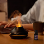 Diffuseur huiles essentielles effet flamme & brume, humidificateur 130 ml, jusqu’à 9 h (Noir/Blanc) | ZENSPHERE