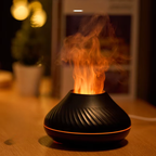 Diffuseur huiles essentielles effet flamme & brume, humidificateur 130 ml, jusqu’à 9 h (Noir/Blanc) | ZENSPHERE