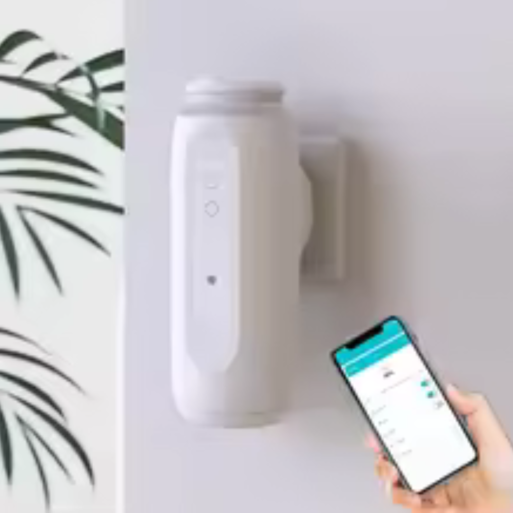 Diffuseur huiles essentielles mural sur prise 300 m³, 100 ml, Bluetooth (Blanc/Noir) | NATUREMIST